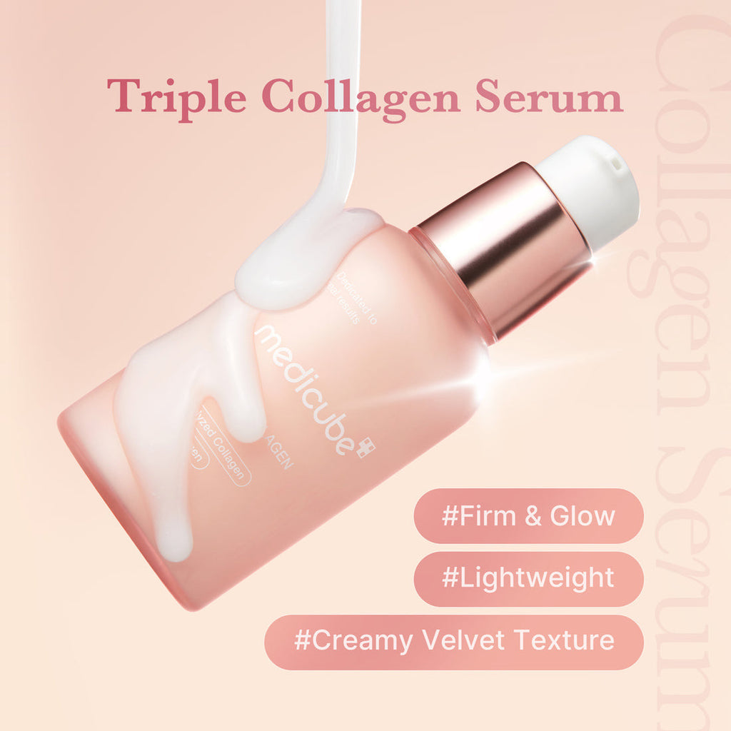 Medicube Triple Collagen Serum 1.85 fl.oz - Nourish dull skin with Triple Collagen Complex - A lightweight serum with Niacinamide and Hyaluronic Acid - Korean Skincare