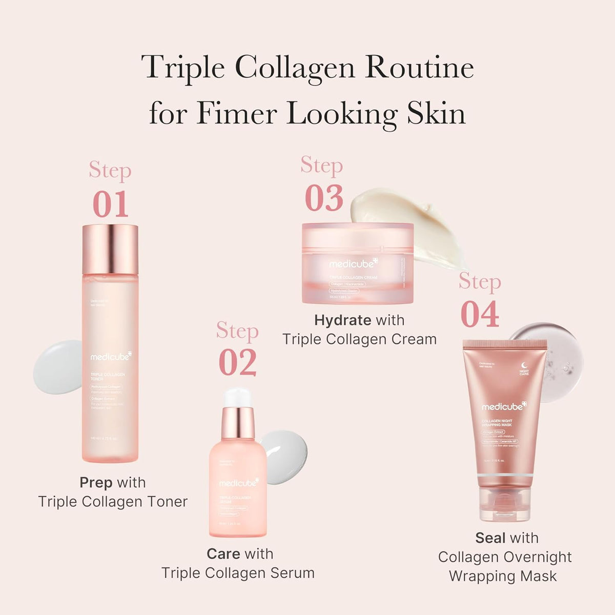 Medicube Triple Collagen Serum 1.85 fl.oz - Nourish dull skin with Triple Collagen Complex - A lightweight serum with Niacinamide and Hyaluronic Acid - Korean Skincare