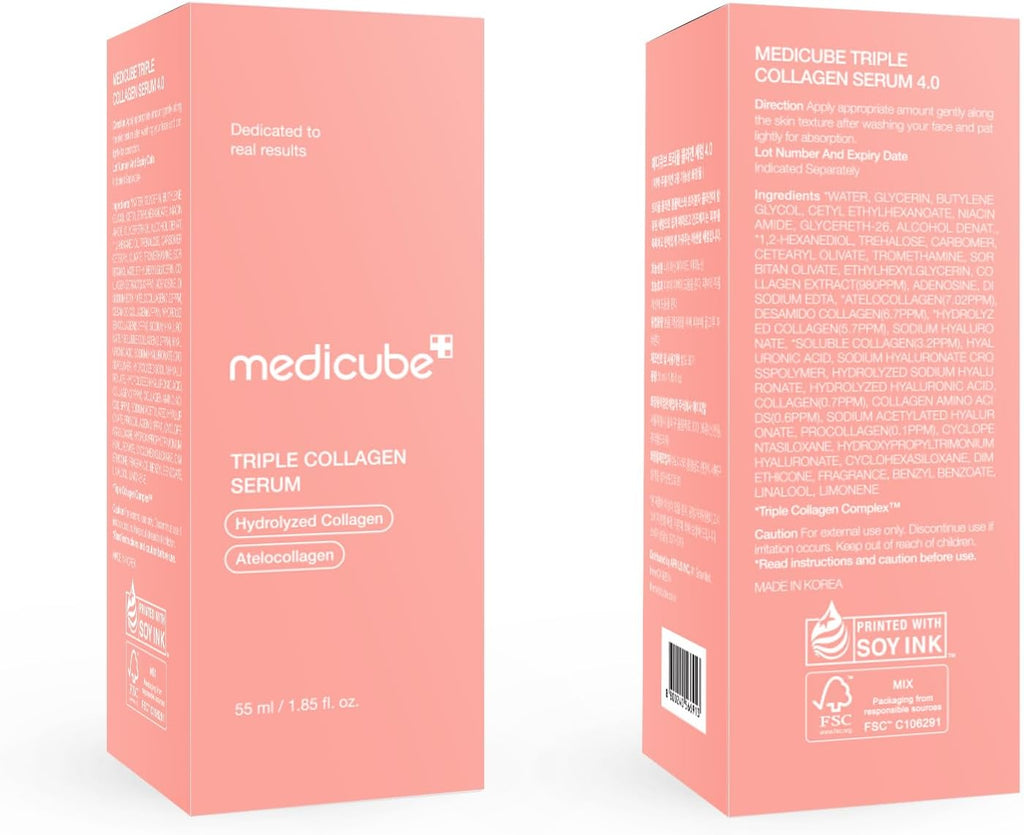 Medicube Triple Collagen Serum 1.85 fl.oz - Nourish dull skin with Triple Collagen Complex - A lightweight serum with Niacinamide and Hyaluronic Acid - Korean Skincare